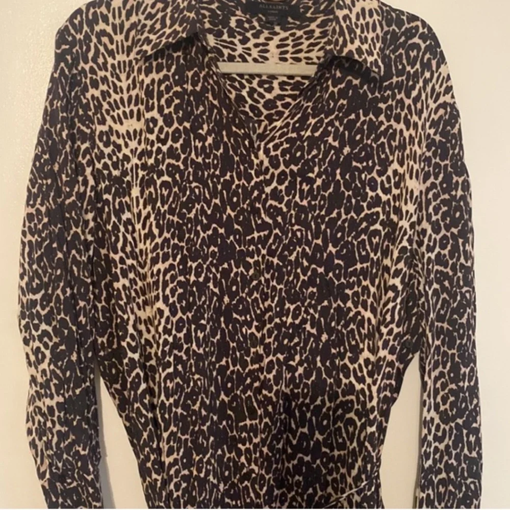 All saints leopard midi dress long sleeve - Picture 6 of 14